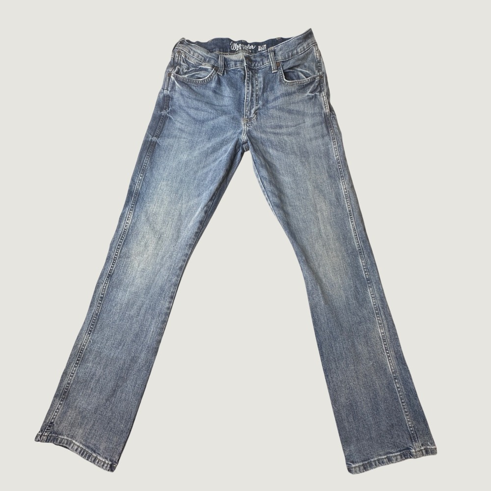 Wrangler Jeans Mens 32x36 Retro Slim Boot Blue Medium Wash 1077MWZGL Stretch